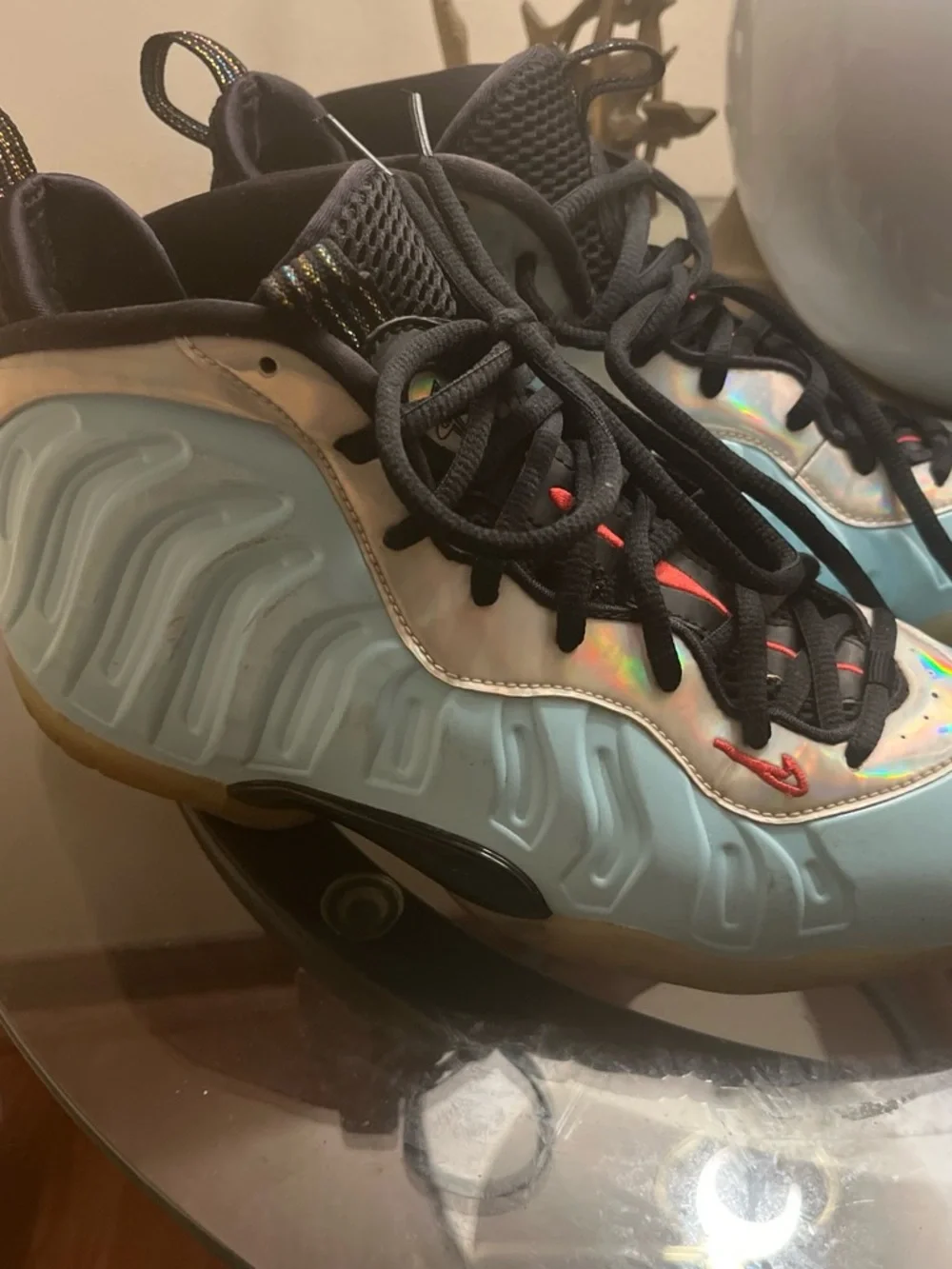 Nike Kids Light Blue Foamposite Sneakers with Black Accents